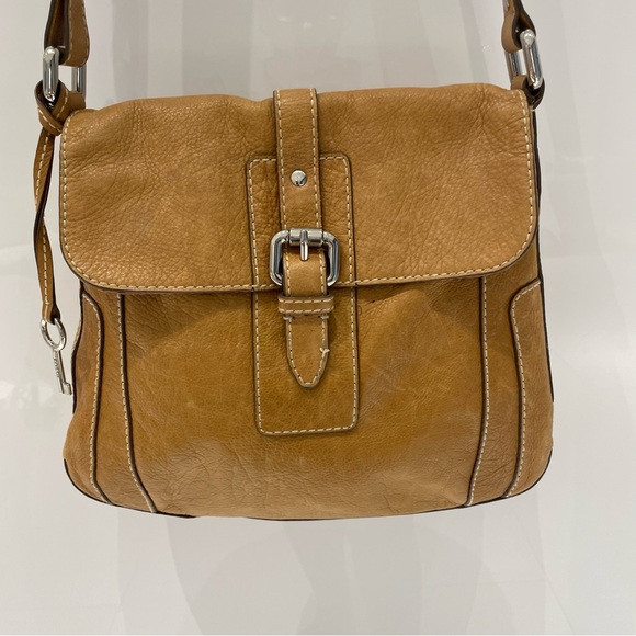 Fossil Handbags - Fossil Tan Leather Crossbody Shoulder Bag with Key